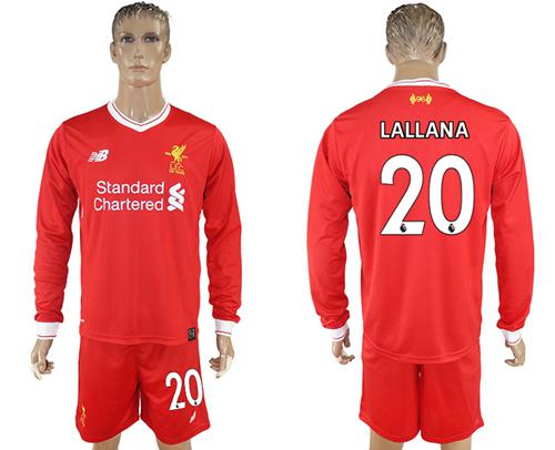 Liverpool #20 Lallana Home Long Sleeves Soccer Club Jersey